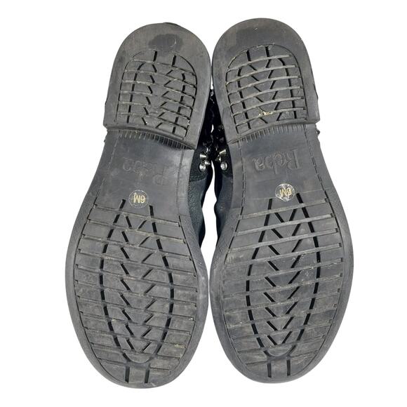 REBA! BLACK GENUINE LEATHER & SUEDE JEWELED & STUDDED MOTO ANKLE BOOTS! SZ 6M - Picture 11 of 12